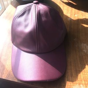 Burgundy faux-leather hat